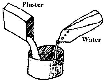 Mixing plaster with water.